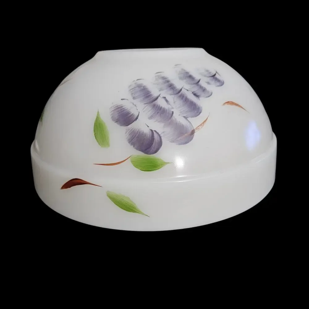 Fire-King Gay Fad Hand Painted Milk Glass Mixing Bowl Fruit Grapes 8.75 Inch